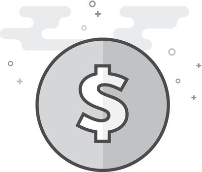 Coin money icon in flat outlined grayscale style. Vector illustration.