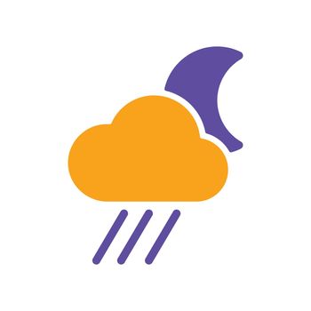 Raincloud with moon glyph icon. Meteorology sign. Graph symbol for travel, tourism and weather web site and apps design, logo, app, UI