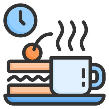 Coffee break icon design outline color style