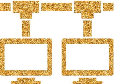 Local area network icon in gold glitter texture. Sparkle luxury style vector illustration.