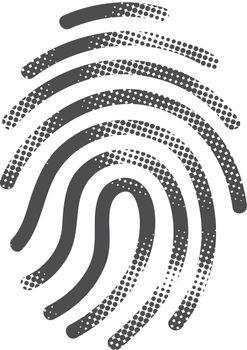 Fingerprint icon in halftone style. Black and white monochrome vector illustration.