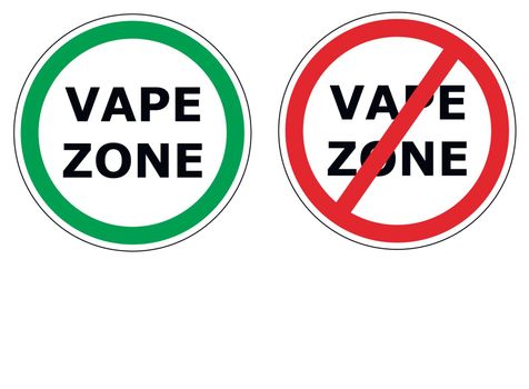 vape zone sign permitting and sign prohibiting the use of electronic cigarette, Vaping, vector sticker