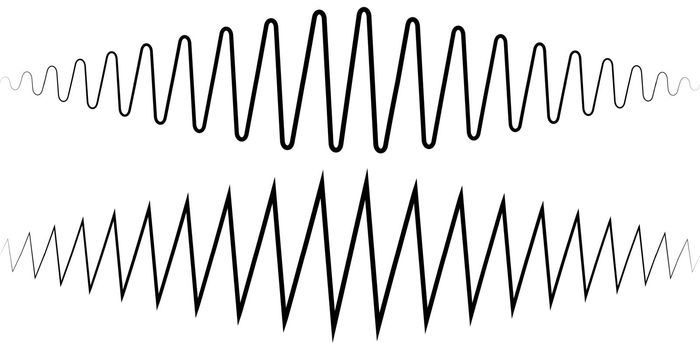 Audio sound wave. Sound wave amplitude for tattoo voice recording, music audio icon, equalizer, radio logo and waveform amplitude music design ringtones