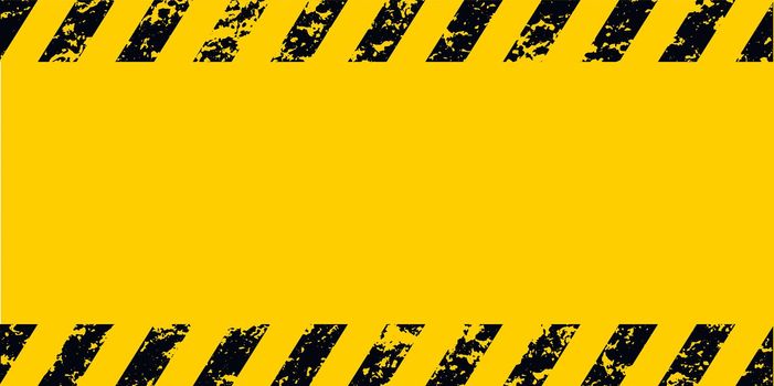 Warning frame grunge yellow and black diagonal stripes, vector grunge texture warn caution, construction, safety background