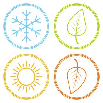 Set of icons season image season, winter spring summer autumn, vector sign symbol season snowflake leaf and sun