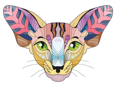 Head of cat zentangle styled for t-shirt design, tattoo and other decorations