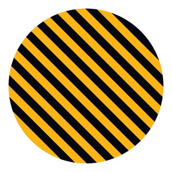 circle with yellow and black diagonal stripes, vector safety stripe warning, circle warn caution construction background
