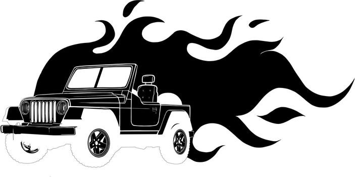 Offroad vehicle in black color for design
