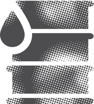 Oil barrel icon in halftone style. Black and white monochrome vector illustration.