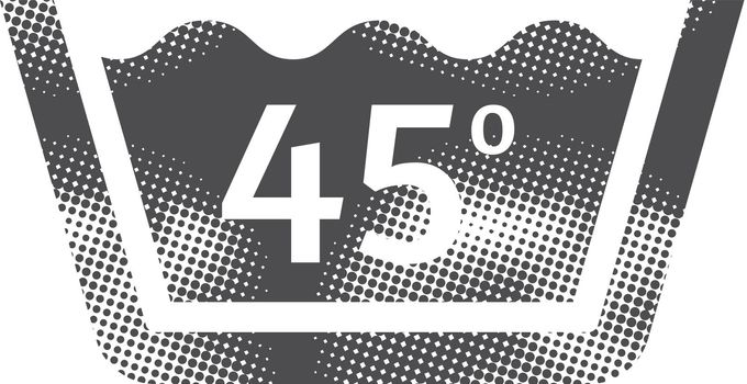 Washing temperature icon in halftone style. Black and white monochrome vector illustration.