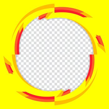 Abstract yellow circle on transparent background. Vector illustration of design element for banner or brochure flyer.