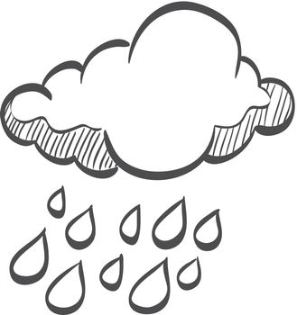 Rain cloud icon in doodle sketch lines. Season forecast