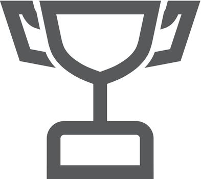 Trophy icon in thick outline style. Black and white monochrome vector illustration.