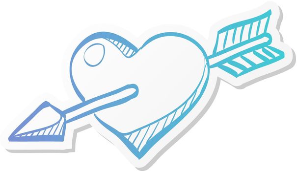 Arrow heart icon in sticker color style. Love Valentine cupid flirt