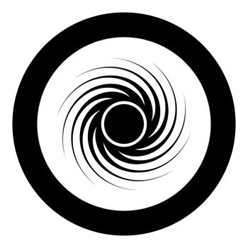 Black hole spiral shape vortex portal icon in circle round black color vector illustration solid outline style simple image