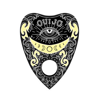 Heart-shaped planchette for spirit talking board. Vector isolated illustration in Victorian style. Mediumship divination equipment. flash tattoo drawing. Alchemy, religion, spirituality, occultism.
