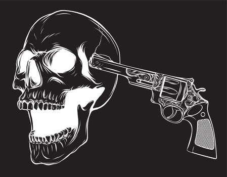 vector suicide skull with gun
