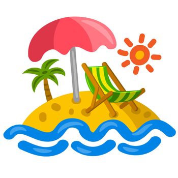 illustration of tropical beach resort and sea cartoon icon