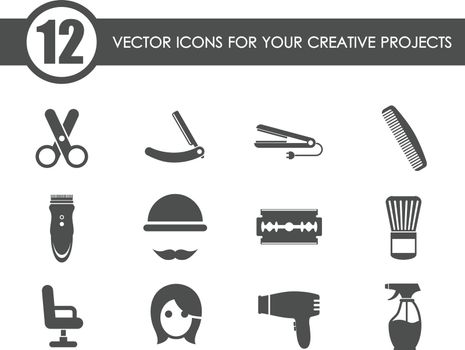 barber shop vector icons for your creative ideas