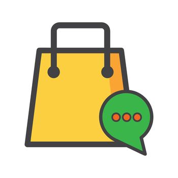 shoping bag illustration. shoping bag with message icon. can use for, icon design element,ui, web, app.