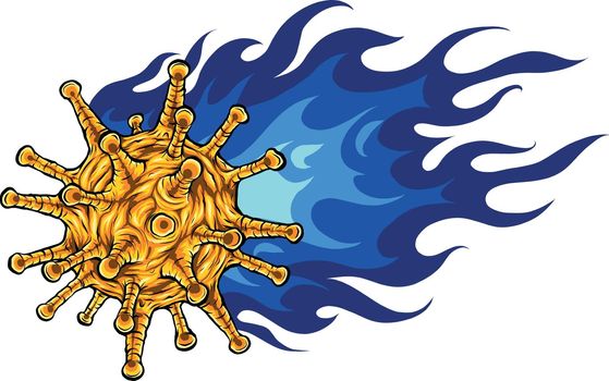 corona virus burns with flames vector