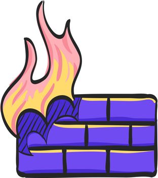Firewall icon in color drawing. Computer network, internet protection, antivirus