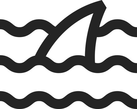Shark icon in thick outline style. Black and white monochrome vector illustration.
