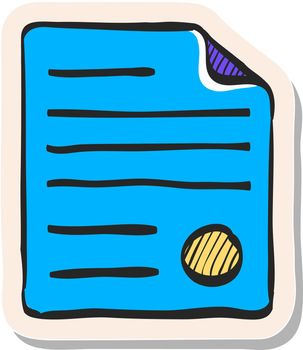 Hand drawn Contract document icon in sticker style vector illustration