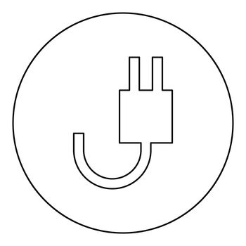 Electrick fork with wire icon in circle round black color vector illustration solid outline style simple image