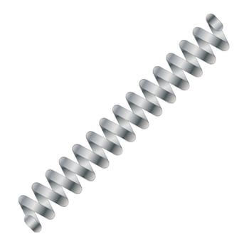A steel high tension coil spring set over a white background
