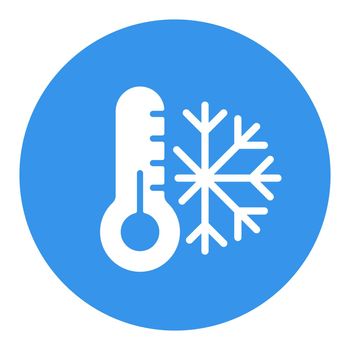 Thermometer and snowflake vector glyph icon. Thermometer cold. Winter sign. Graph symbol for travel and tourism web site and apps design, logo, app, UI