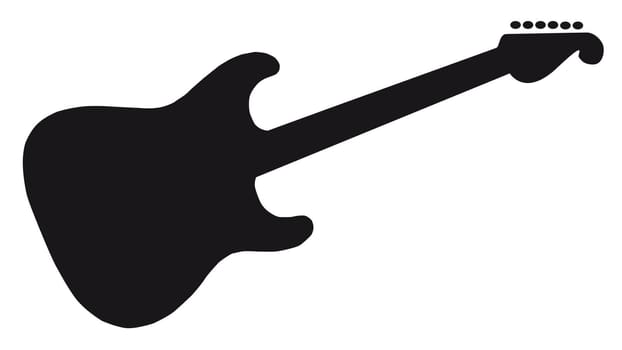 An original solid body electric guitar shape in silhouette on a white background