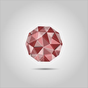 Red polygon sphere shape vector icon