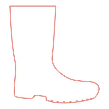 Neon rubber boots red color vector illustration flat style light image