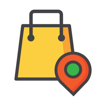 shoping bag illustration. shoping bag with location icon. can use for, icon design element,ui, web, app.