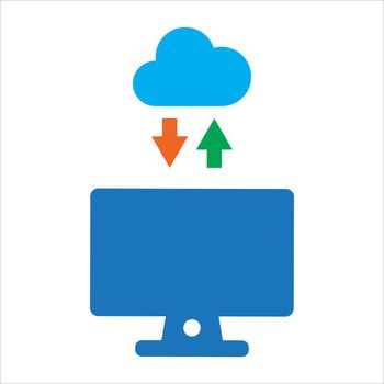 cloud illustration. cloud with computer. Concept of cloud computing. vector icon concept.