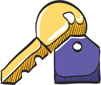 Key icon in color drawing. Safety protection house home property hotel accommodation travel