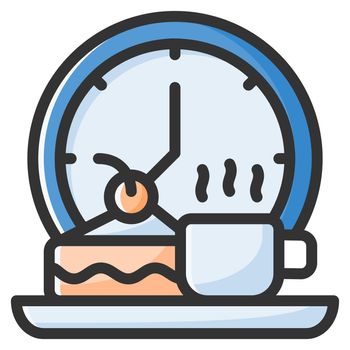 Coffee break icon design outline color style