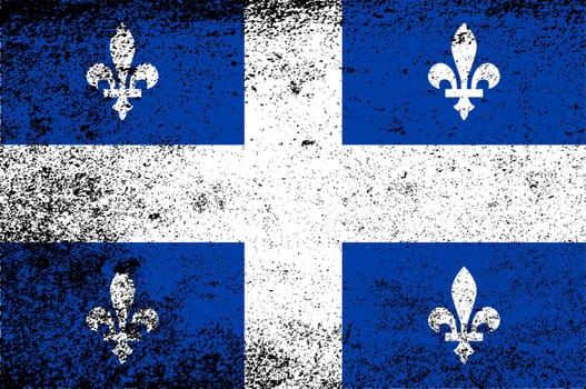 The regional Flag Of Quebec Canada with motif and Union Flag with added grunge FX