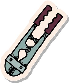 Hand drawn wire cutter icon in sticker style vector illustration