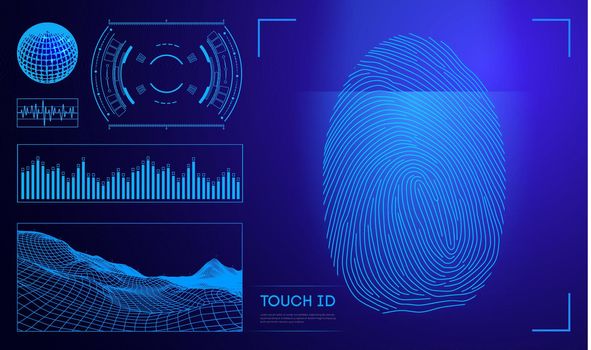 Touch id digital personal identifier. Personal data privacy id concept.