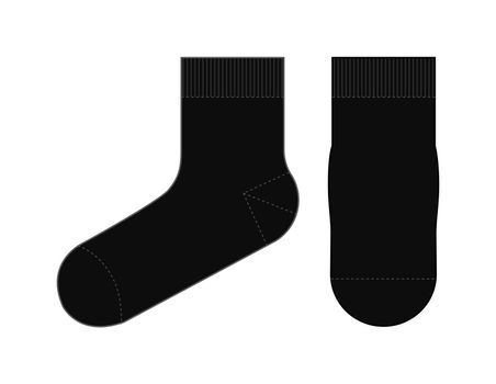 Socks template vector illustration ( front & side view) | black