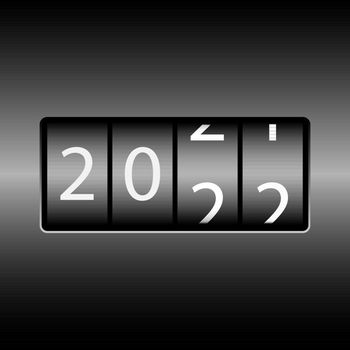 Odometer with the numbers 2022. New year 2022 is on the odometer. Merry Christmas and Happy New Year. Vector illustration.