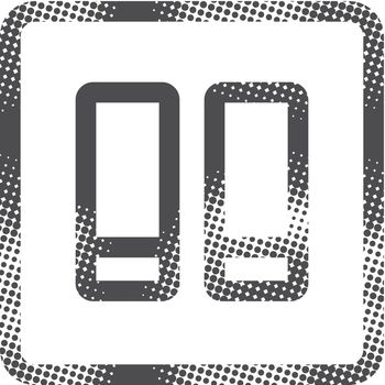 Electric switch icon in halftone style. Black and white monochrome vector illustration.