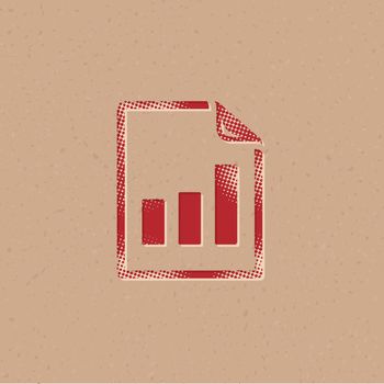 Bar chart icon in halftone style. Grunge background vector illustration.