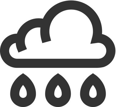 Rainy icon in thick outline style. Black and white monochrome vector illustration.
