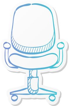 Office chair icon in sticker color style. Business supply furniture comfort work