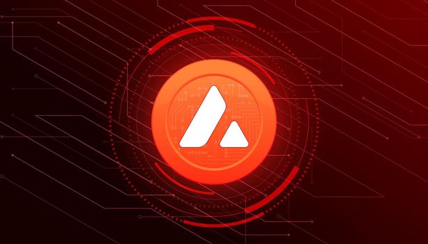 Avalanche AVAX banner. AVAX coin cryptocurrency concept banner background.