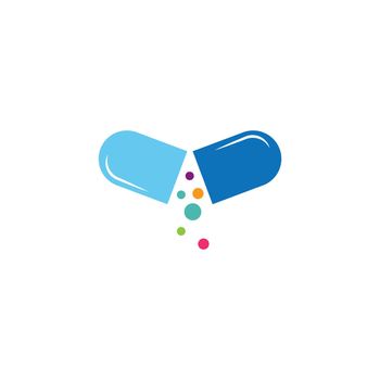 Pill illustration medical logo flat design