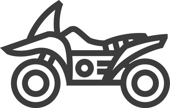 All terrain vehicle icon in thick outline style. Black and white monochrome vector illustration.
